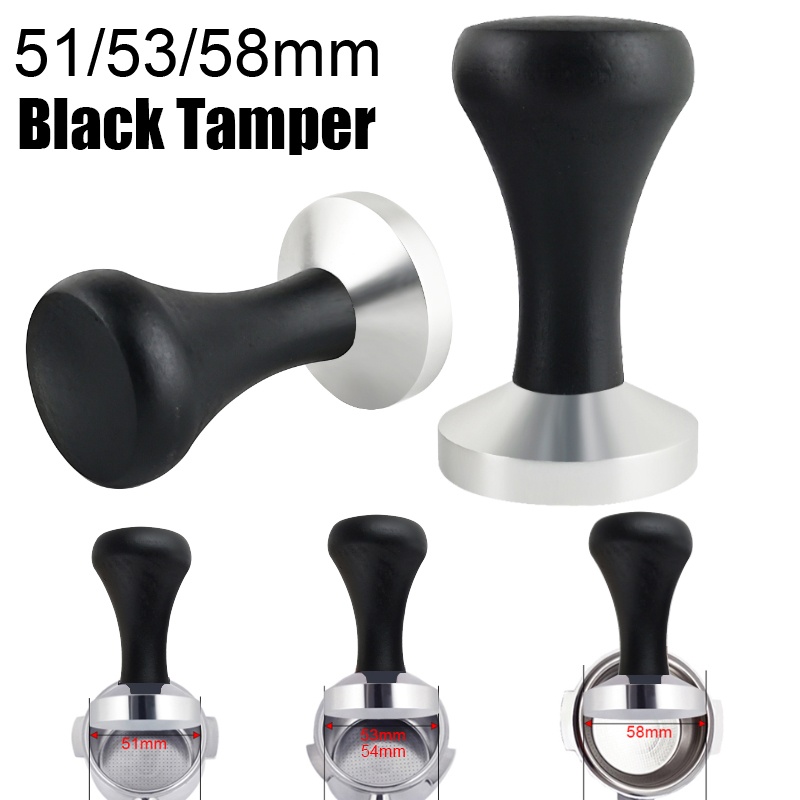 Espresso Tamper Set - 51mm/53mm/58mm Espresso Sabotaj Siyah Ahşap Saplı