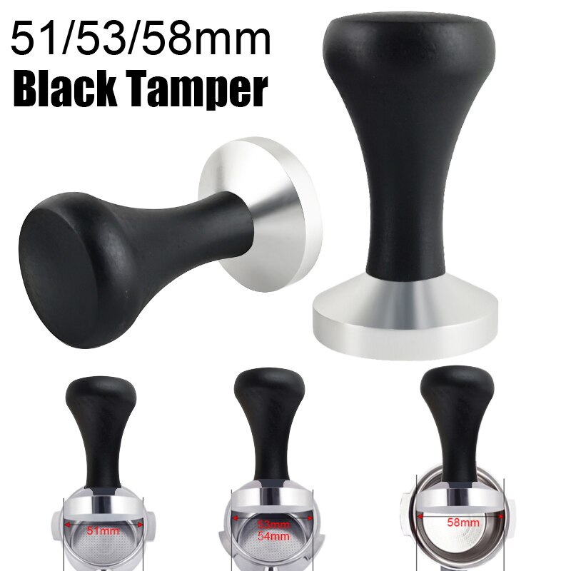 Espresso Tamper Set - Siyah ahşap saplı 1 adet 51/53/58mm