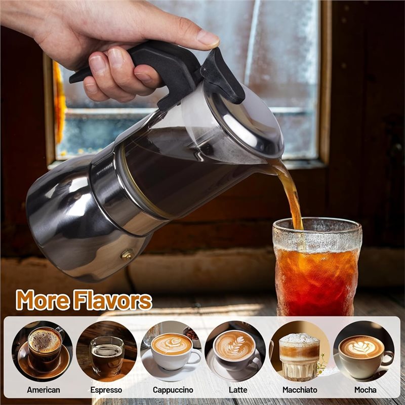 ABUI-Clear Glass 4 Fincan Moka - Coffee Equipment Wholesale incelemesi ve fiyatı